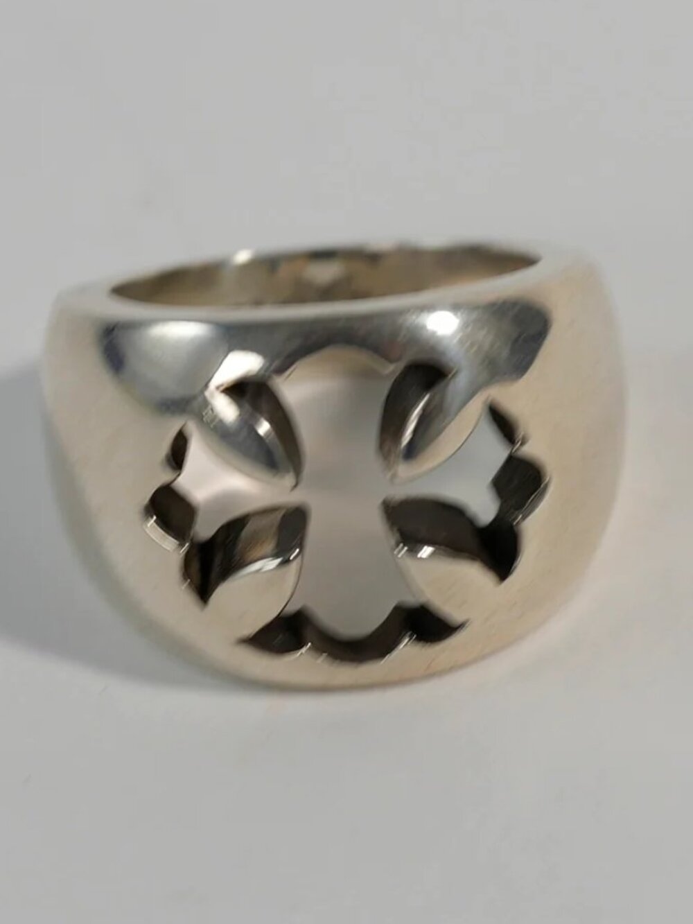 CHROME HEARTS Negative Space Plus Cross Sterling Silver Ring - Size 7